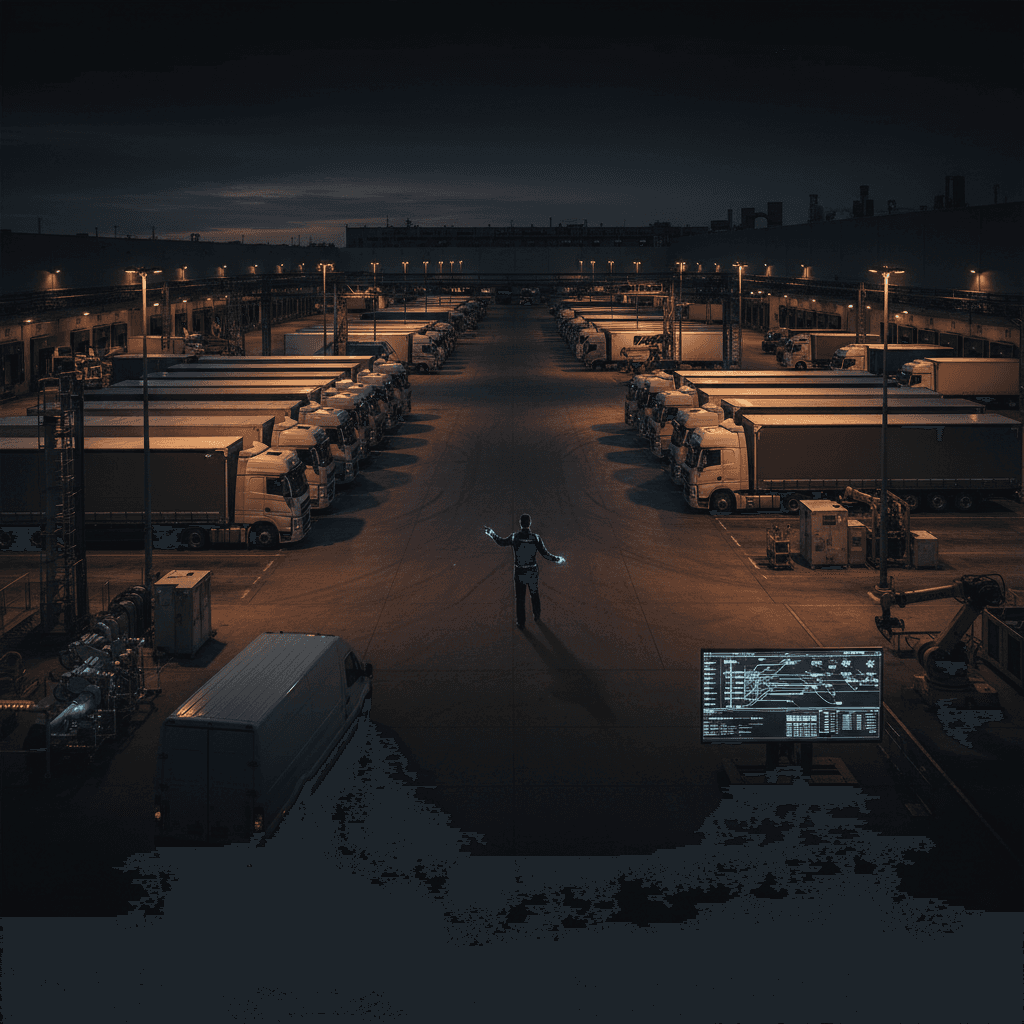 Multi-vehicle transport coordination showing scalable logistics operations in Prague